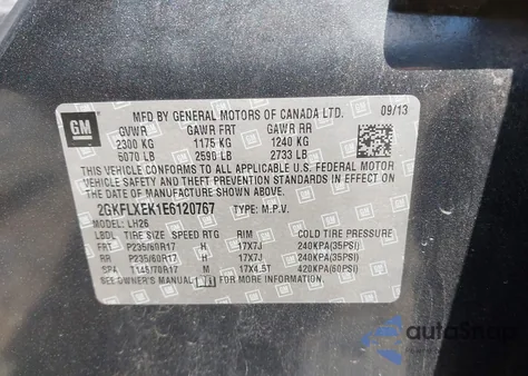 2014 GMC Terrain Slt из США, поврежденный, VIN 2GKFLXEK1E6120767